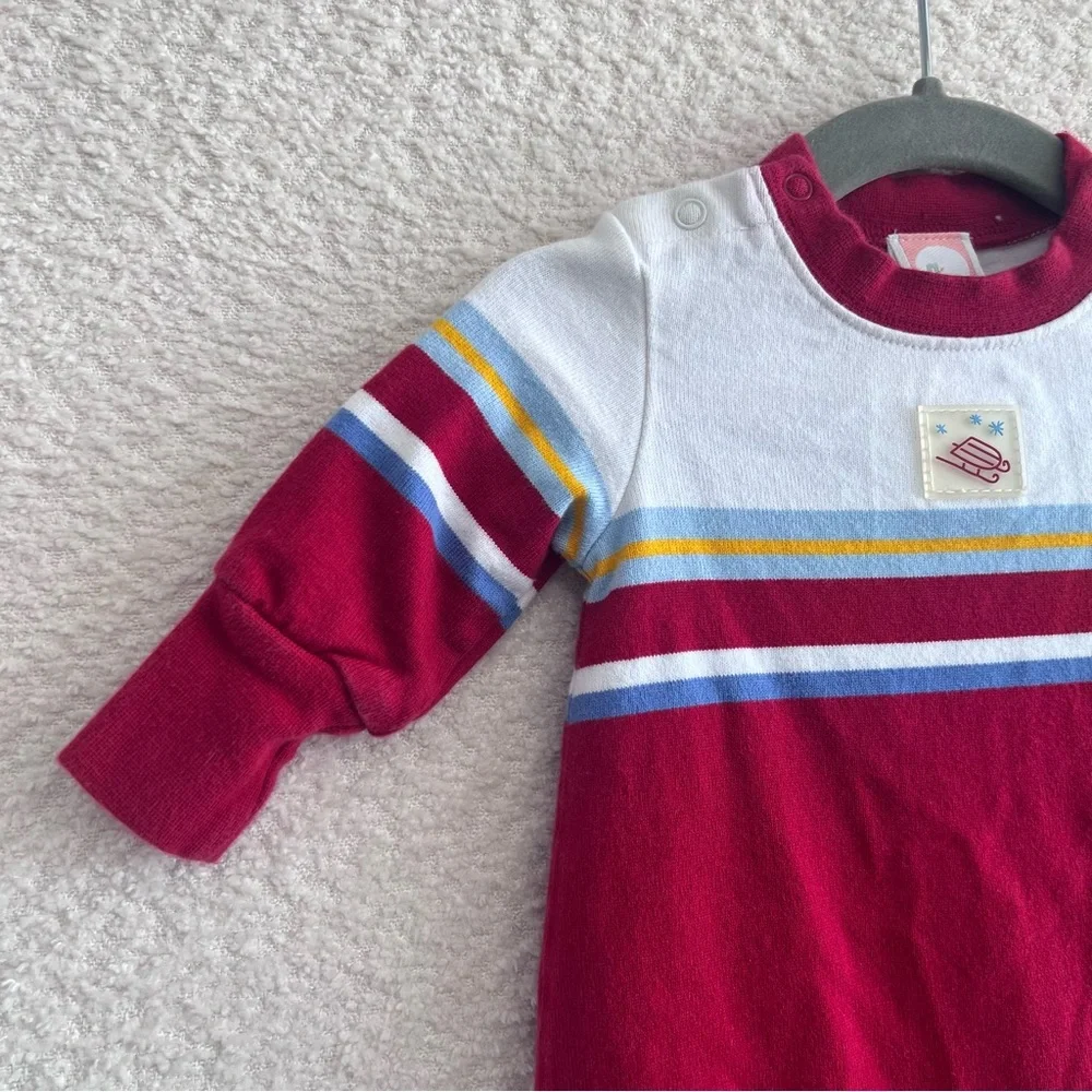 Gymboree Vintage 2001 Baby Y2K Red Sledding‎ One Piece Romper Size 0-3 Months